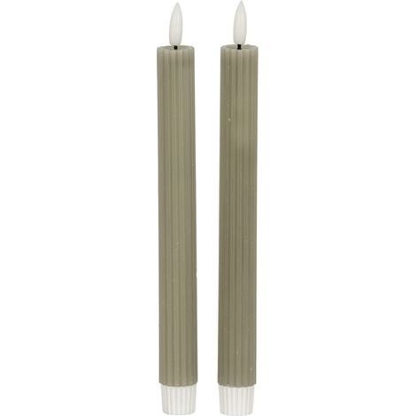 Luxe Collection Natural Glow Ribbed Taper Candles - Wax - L2 x W2 x H24 cm - Sage