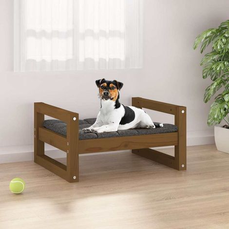 vidaXL Cama para perros madera maciza pino marrón miel 55,5x45,5x28 cm (1/5)