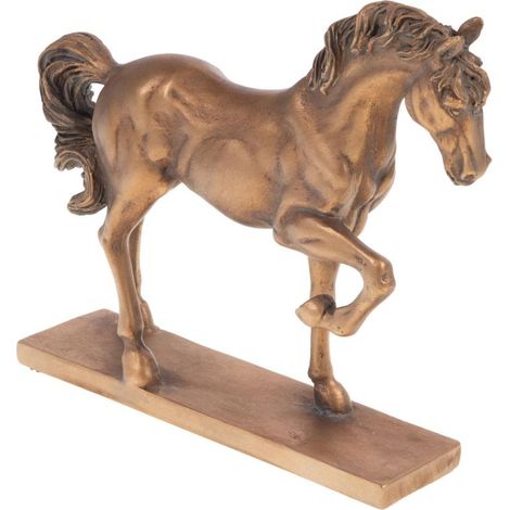 Amadeus - Cheval sur socle en résine dorée patinée 24 cm (1/2)