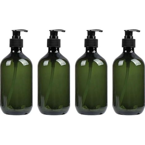 Lot de 4 flacons de shampoing vides à pression, résistants et compatibles avec le rangement. (1/5)