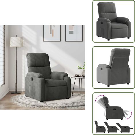 Fauteuil inclinable gris foncé tissu microfibre - Fauteuil Inclinable - Fauteuils Inclinables - Fauteuil - Fauteuil Inclinable Pour Personnes Âgées