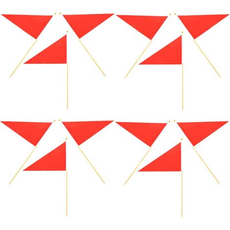 Lot de 12 Mini Drapeaux Rouges Triangulaires pour Marquage de Chantier et Pelouse, Haute Visibilité, Résistants aux Intempéries, pour Balisage Extérieur et Topographie (1/5)