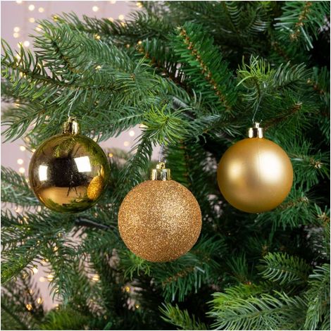 Kaemingk Set 10 Palline Di Natale Infrangibili Oro Chiaro 6 Cm - Finitura Lucida, Opaca E Glitterata (1/5)