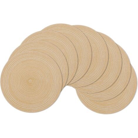 SABIR Set de Table, Lot de 6 , Kaki 38x38cmSet de Table Rond Tressé Lavable Napperons Résistantes à la Chaleur pour Table de Salle à Manger (1/5)