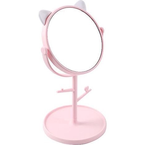 miroir De Maquillage En Forme De Chat - Rose, Miroir De Table Multifonctionnel Pour Le Bureau (1/5)