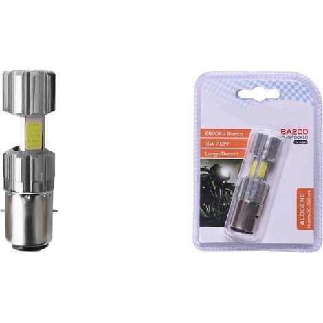 TRADE SHOP - Lampadina Per Motociclo Ba20d Alogena Luce Bianca 6500k 3w Lunga Durata Xc-1308 - (1/2)