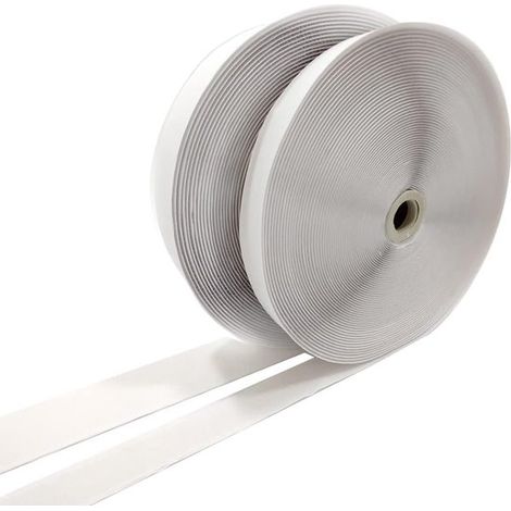 Cinta adhesiva de felpa de 50 metros，para pegar cortinas，con fuerte adhesivo y cierre de velcro (2 x 25 m，20 mm) (1/5)
