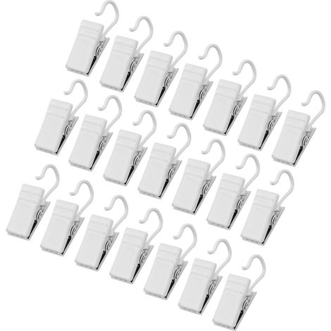 Lot de 50 petits crochets de suspension robustes en métal blanc pour rideaux (1/5)