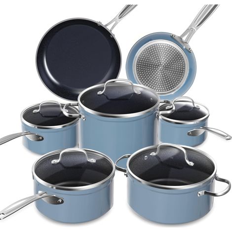 Batterie de Cuisine 12 Pièces, Céramique, Bleu, Sans PFAS (1/5)