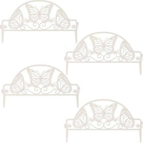 Lot de 4 clôtures de bordure de pelouse en plastique emboîtables pour jardin, décoration de jardin, bordures ornementales, clôture, paysage, allée (1/5)