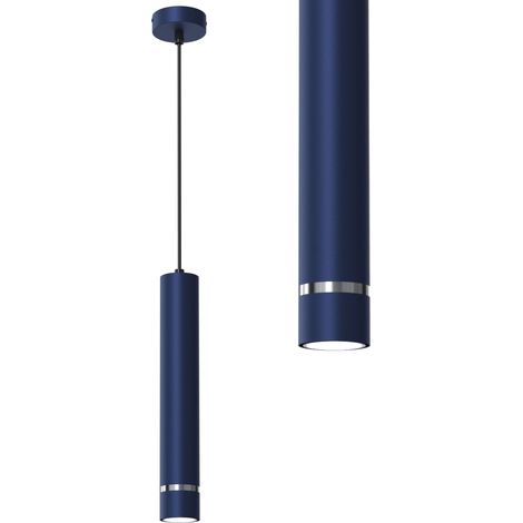 LÁMPARA COLGANTE ICICL TUBO CROMADO METAL GU10 AZUL MARINO (1/5)