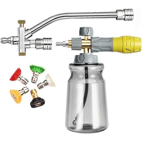 Foam-Cannon with 5 Sprayer Nozzles, Foam-Cannon Dual Connector Accessory,1/4 Inch Qu (1/4)