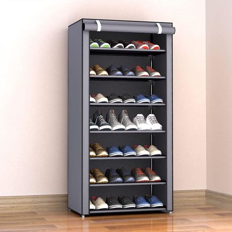 Rangement à chaussures 7 étagères avec housse anti-poussière - Armoire de rangement pour chaussures (1/5)