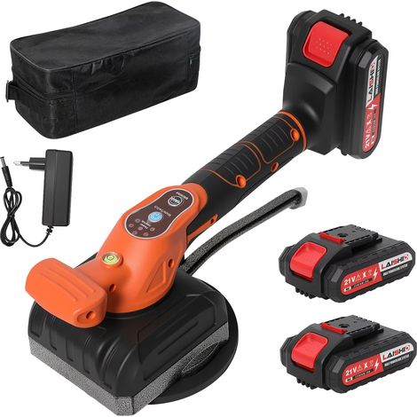Machine à poser le carrelage, Vibrateur à ventouse, Capacité d'aspiration de 200 kg, Vibrateur de sol à 5 vitesses, Outil de nivellement électrique sur batterie 21 V (Orange)