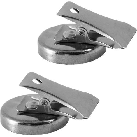 Set mit 2 extra starken Magneten, Metallklemme, 2 kg Haltekraft (vertikal) & verchromt, Superferritmagnete für Kühlschrank, Tafel, Magnettafel, Whiteboard & Büro (1/5)