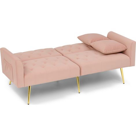 Canapé moderne en Velours, couleur Rose, pour salon, bureau et petit appartement, de qualité supérieure, au design épuré et aux finitions soignées (1/5)