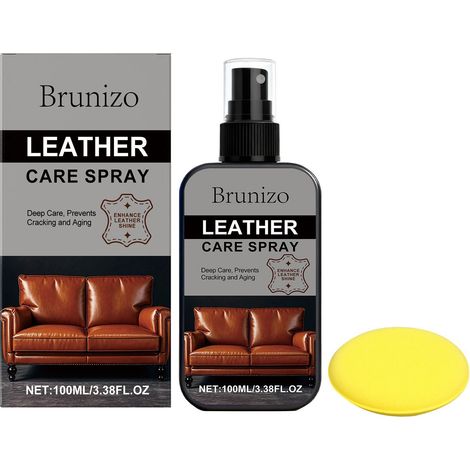 Solution d'entretien du cuir qui nourrit, ravive, nettoie et rénove en douceur les meubles et les chaussures. Protecteur de brillance pour cuir - 100 ml de solution + 1 éponge (1/5)