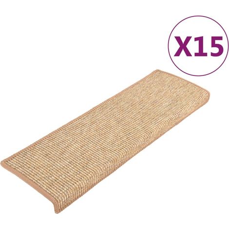 Tapis d'escalier 15 pcs,Marches d'escalier 65 x 21 x 4 cm Marron clair Bord rectangulaire CFW890625 (1/5)
