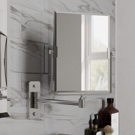 Wall Mounted 3x Magnifying Bathroom Mirror Shaving Make Up Extending Chrome