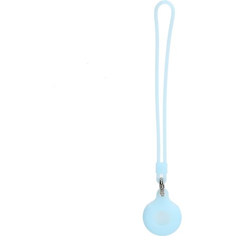 Étui de protection en silicone lumineux avec dragonne, anneau métallique et boucle pour traceur iOS - Bleu (1/5)
