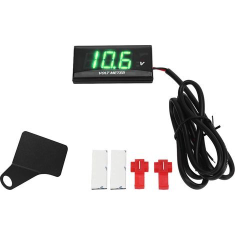 Voltmètre LCD universel pour moto, ultra-fin, étanche, DC12V vert, avec support gauche (1/5)