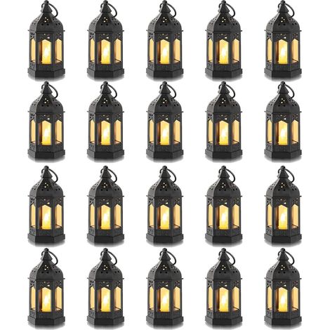 Lot de 20 lanternes LED hexagonales – Verre transparent et plastique ABS – 12cm de hauteur – Ambiance chaleureuse sans risque d'incendie
