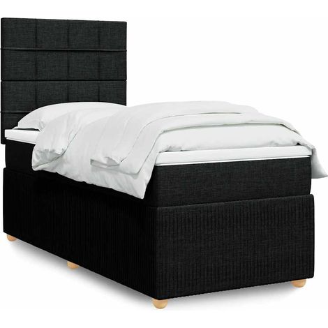 Boxspringbett mit Matratze Schwarz 80x200 cm Stoff