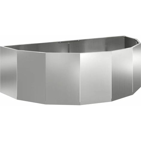 Jardinera semicircular moderna para exterior 120 x 60 x 35 cm diseño elegante de acero galvanizado plateado 020052927 (1/5)