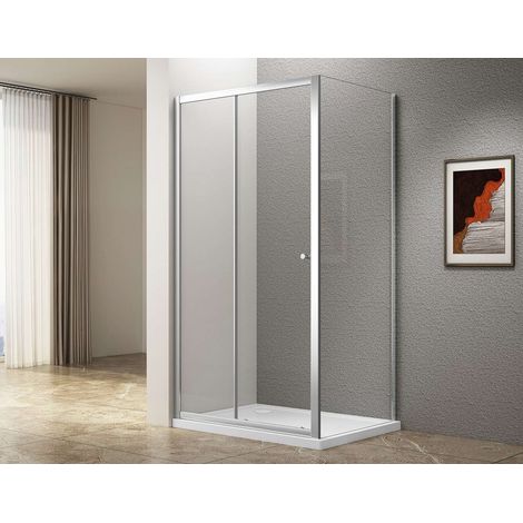 Aqualine Ugga - Mampara de ducha de 100x80 cm, cristal transparente/cromo ATS100-01 (1/5)