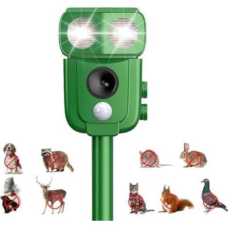 Katzenabwehrgerät, solarbetriebenes Ultraschallgerät, IP66 wasserdicht, einstellbare Frequenz, hält Tiere fern, 5 einstellbare Modi, Haustiere - (1/5)