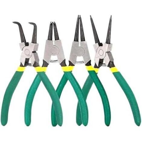 Ensemble de pinces à anneau verrouillage, pince d'arrêt interne avec mâchoire droite, pointes multifonctionnelle courbée, droite robuste pour retirer les anneaux Vert - (1/5)