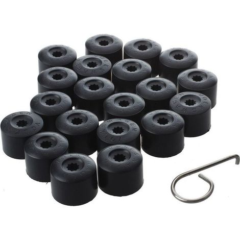 Lot de 20 caches boulons de roue pour VW Golf – Protection contre la poussière – Plastique durable – Taille 22x30mm – Couleur noire - 20pcs (1/4)