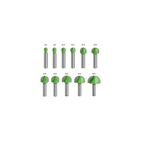 Fraise à Fond Rond Bois, 11PCS Router Bits 8mm Tige Fraise à gorges Carbure Queue Fraise à Rainurer pour Défonceuse Outil de Coupe Bit de Routeur