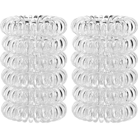 Haargummis für Damen, transparentes Spiralhaarband, spiralförmiges Haargummi aus Kunststoff, für Damen und Mädchen, 12 Stück (1/4)