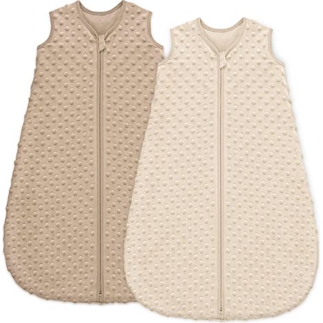 Gigoteuse 0-6 Mois Hiver Tog 1.5, lot de 2, Turbulette Hiver pour Bébé, Doublure 100% Coton Avec Tissu Polaire en Peluche pour Nouveau-né Garçons Filles 58-66cm Café (1/5)