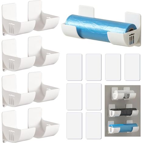 Paires Film Alimentaire Support Rangement Porte Armoires de Cuisine Porte Boîte de Rangement, Boîte Rangement Murale en Plastique, pour Armoire Salle de Bains, Réfrigérateur (1/5)