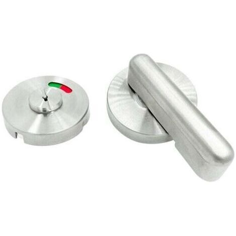 Serrure de porte de salle de bain, pêne indicateur de position libre et occupée, finition nickel satiné (1/4)