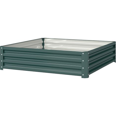 Weatherproof Metal Raised Garden Bed for Vegetables, Flowers, and Herbs, 120 x 120 x 30cm, Green Color