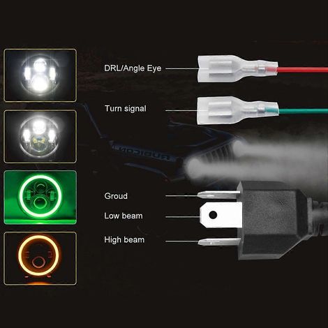 Phare LED 7 pouces à feux de route/croisement avec éclairage vert (1/5)