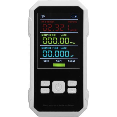 Détecteur de rayonnement RF, détection de l'intensité du champ magnétique électrique, compteur électromagnétique portatif blanc (1/5)