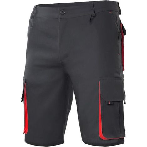 Bermudas Bicolor Multibolsillos NEGRO/ROJO 60