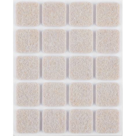 Almohadillas de fieltro autoadhesivas, color marrón claro, 20x20 mm, 20 unidades. (1/5)