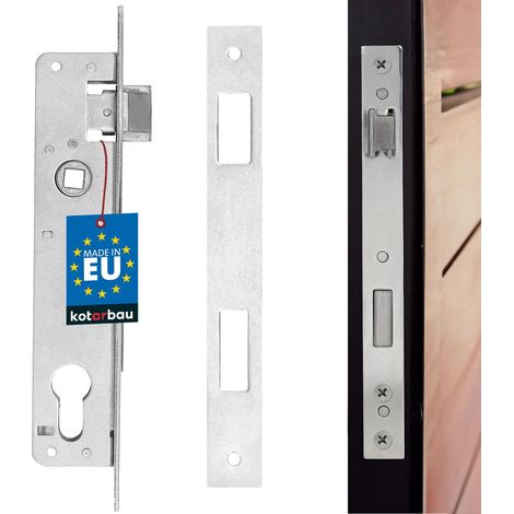 Serrure à Larder 90/20 mm, DIN Droite et Gauche, pour Porte, à Cylindre profilé et à Cadre Tubulaire, avec Contre-Plaque, en Acier galvanisé, Inoxydable Argenté (1/5)