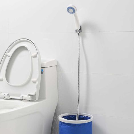 Douche de camping portable rechargeable, pommeau de douche extérieur, pompe 3,7 V, portée de 1,5 m, idéale pour le camping, la plage, la natation, les voyages, la randonnée, la voiture et le nettoyage