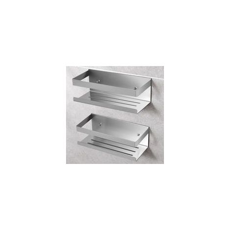 2 PCS Etagere Douche sans Percage, 2 PCS Rangement Douche en Acier Inoxydable , Etagere Salle de Bain pour Le Gel Douche et Le Shampooing (Argento)