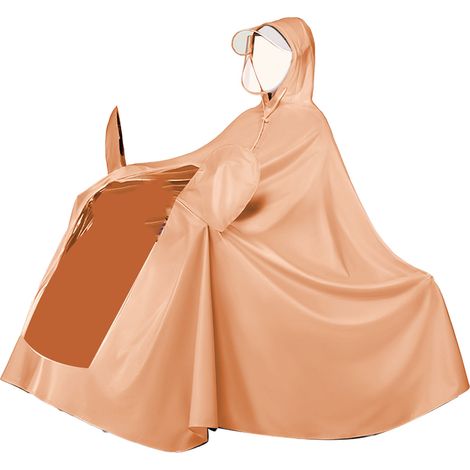 Poncho de pluie réutilisable pour vélo électrique, couverture longue intégrale orange avec miroir (1/5)
