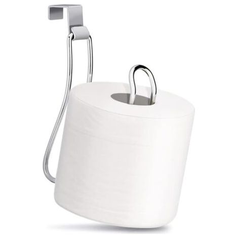Porte-papier toilette basique au-dessus du réservoir – Chrome – Rangement pour rouleau de papier toilette suspendu pour réservoir ou porte de placard – Sans perçage Accessoire de salle de bain pour