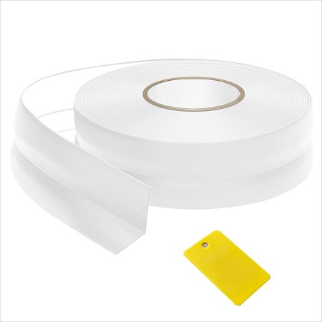 Plinthe souple autocollante en PVC - 20 x 50 mm (35 m, blanc) - plinthe de finition murale pour cuisine et plan de travail de cuisine, plinthes de sol autocollantes avec profilé d'angle (1/5)