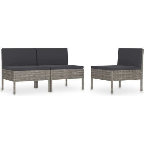 Maison Exclusive - Gartenstühle 3 Stk. mit Auflagen Poly Rattan G