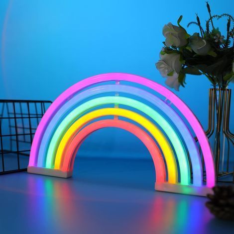 Néon arc en ciel, enseignes au néon LED arc en ciel pour décoration murale, fonctionne avec USB ou piles, jolie enseigne au néon colorée pour chambre de fille, fête, anniversaire, Noël (1/5)
